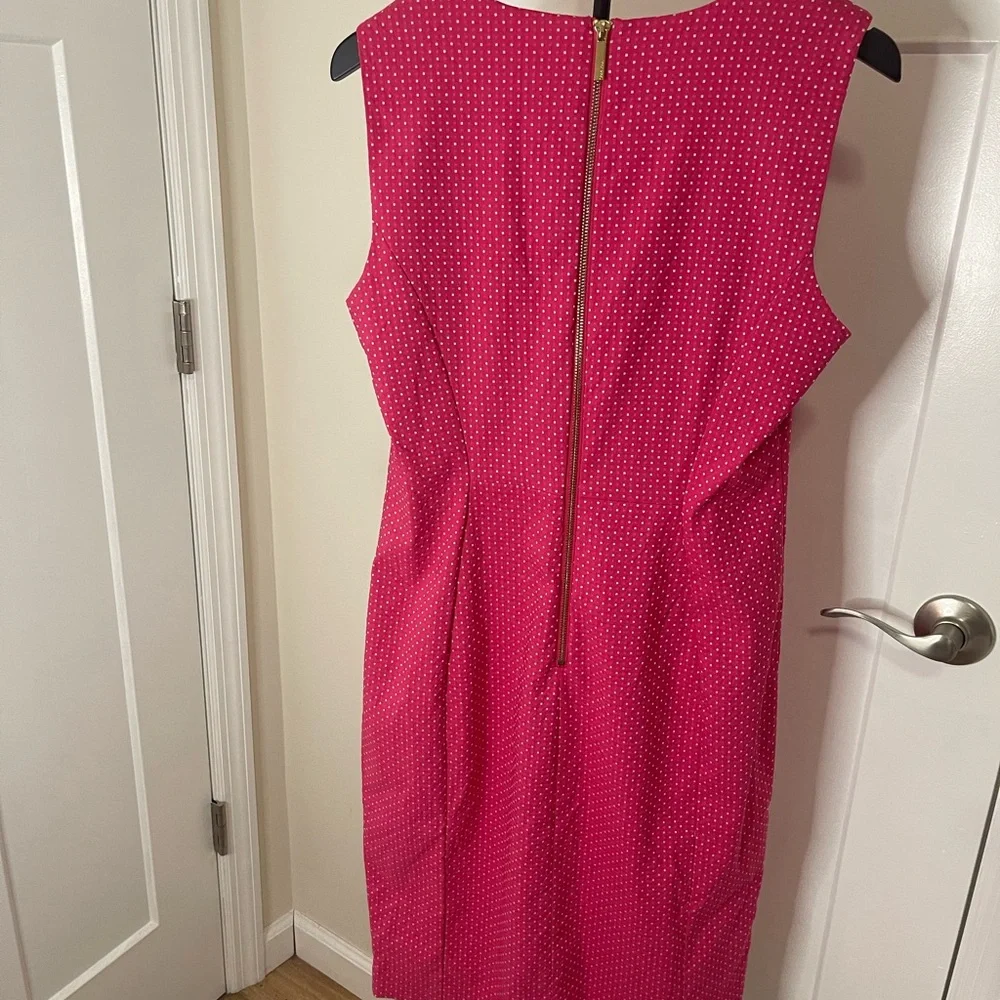 Calvin Klein Pink Polka Dot Midi Dress - Picture 2 of 4